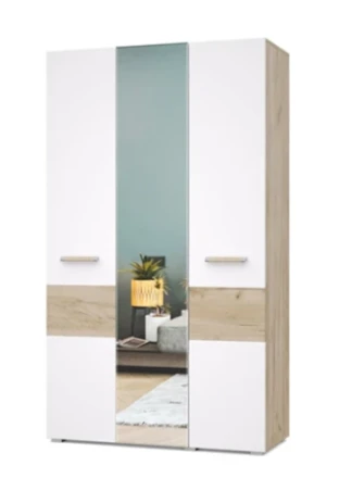 Шкаф трехстворчатый с зеркалом В31 Виора, Серый дуб/Белый 